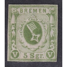 ALEMANIA 1855 ESTADO DE BREMEN Yv 4 ESTAMPILLA CON MILIMETRICO ADELGAZAMIENTO RARA 200 €